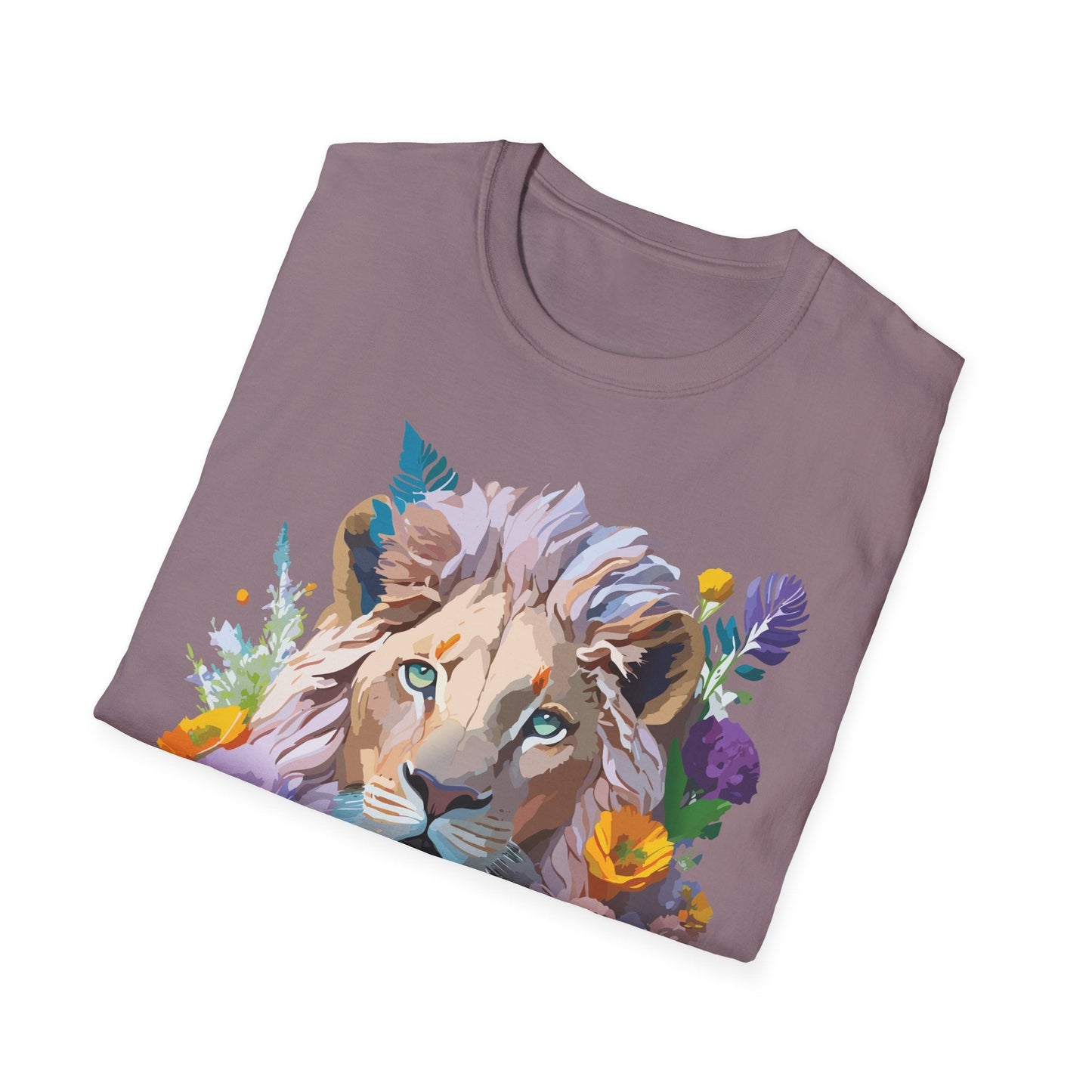 Unisex Lion Shirt Floral Lion Tee Animal Print Tee Gildan 64000