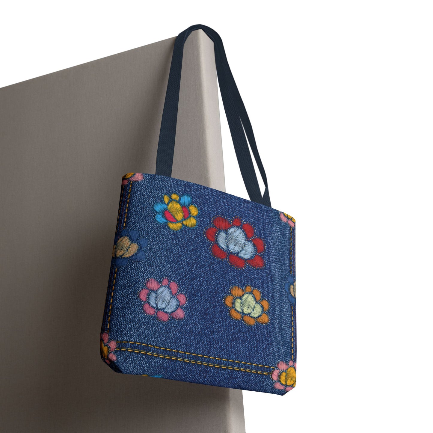 Denim Fabric Imitation Print Unisex Canvas Bag Poly Spun 3 Sizes Tote Bag 173