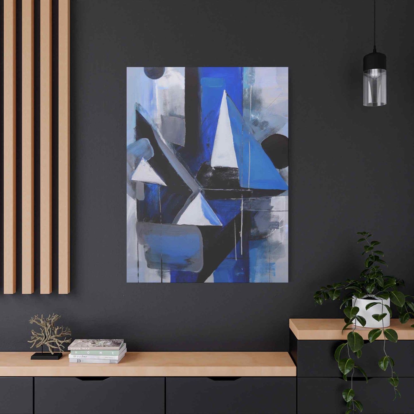 Blue Abstract Painting Print Canvas 20x24,20x30,24x30, 24x32,24x36,30x40, 32x48,36x48,40x60 Pine-Wood Inner Frame ABS-26
