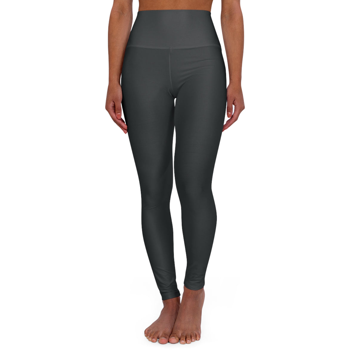 Gunmetal Dk Grey Color High-Waist Yoga Leggings Women's Seamless Poly-Span Stretchy Performance Pants
