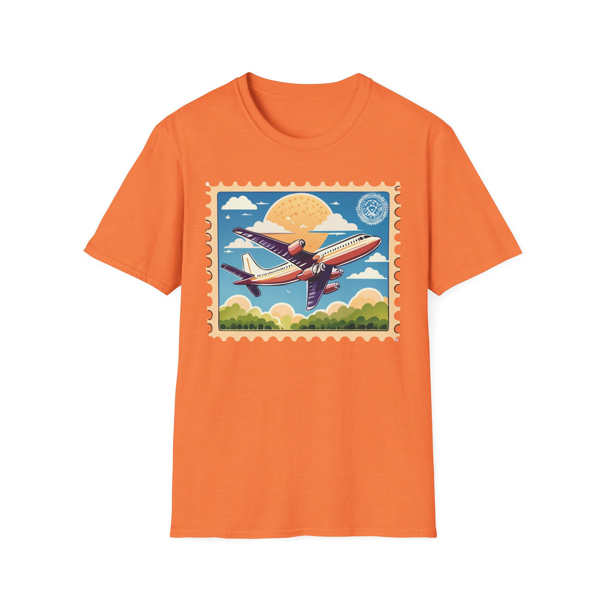 Vintage Airplane Stamp design T-Shirt | Retro Travel Aviation Tee