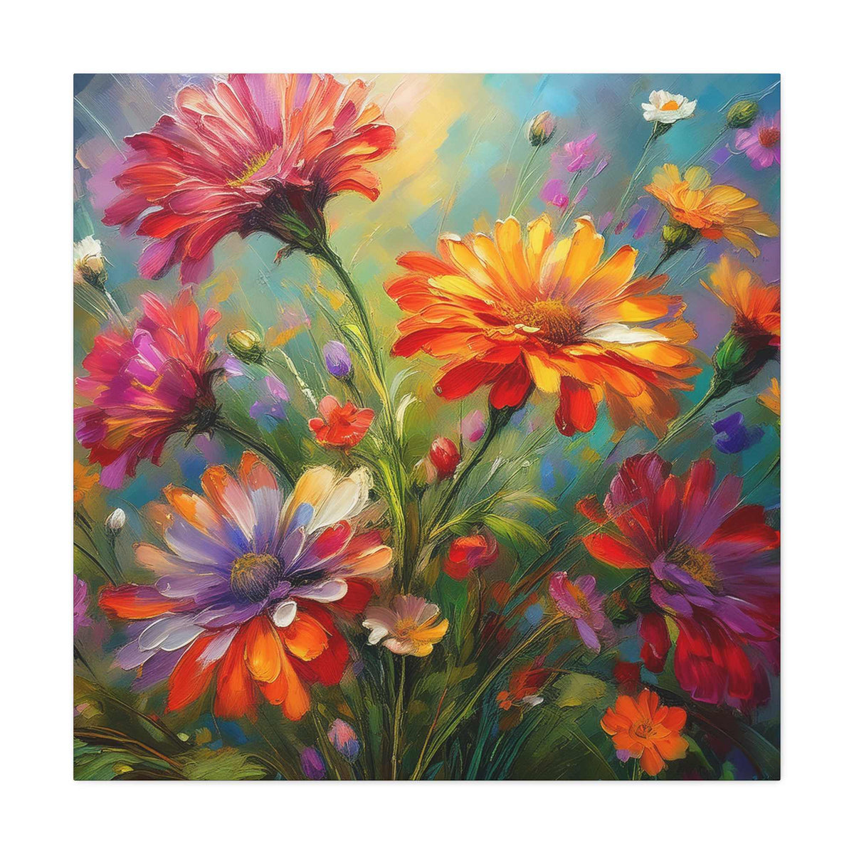 Flowers Print Canvas, Floral Oil Paint Print 20x20, 24x24, 30x30, 32x32, 36x36, Floral Art Design Print Non-Frame MC-13