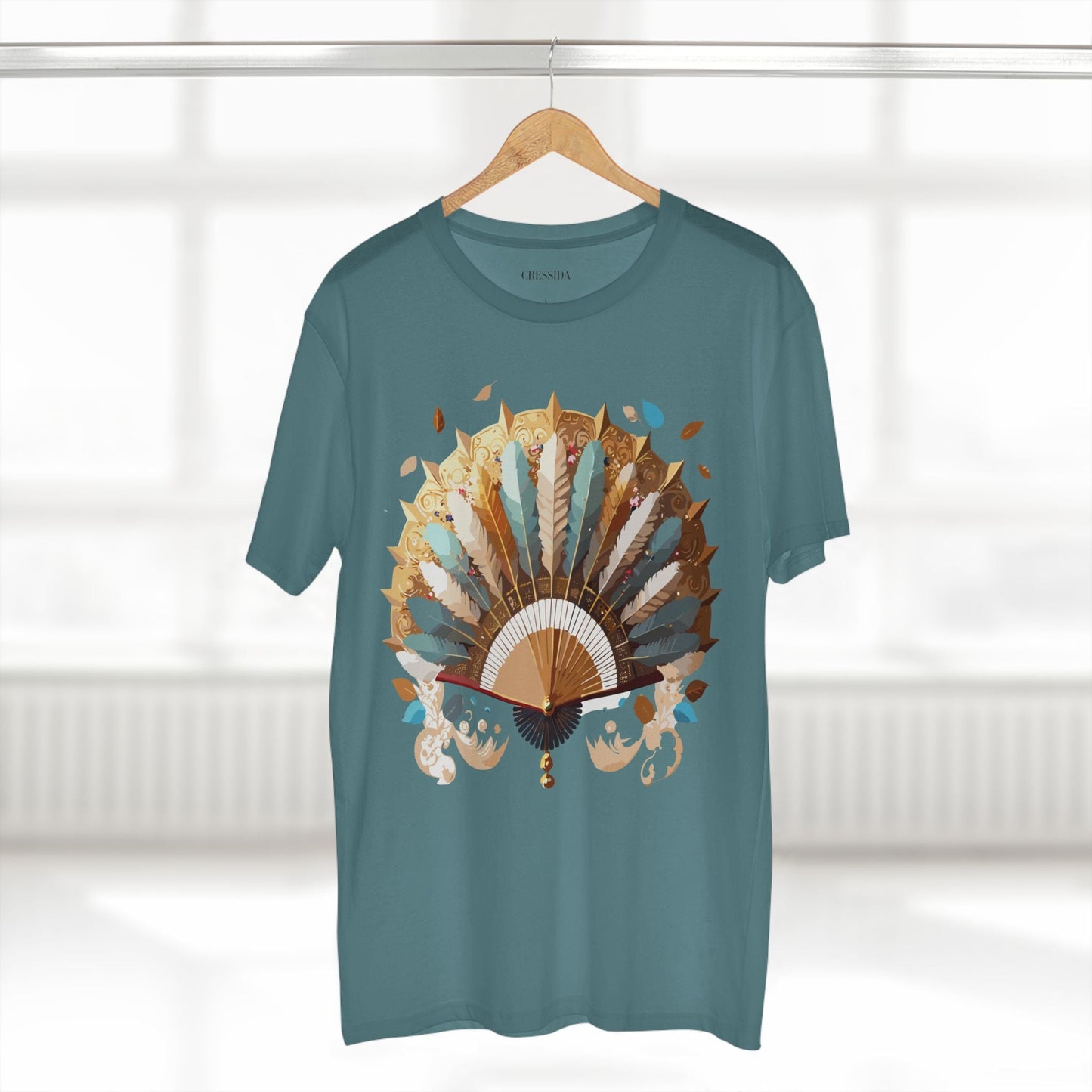 Antique Fan Graphic Design T-Shirt Unisex 100 Cotton Floral Carnival Artwork Tee 7