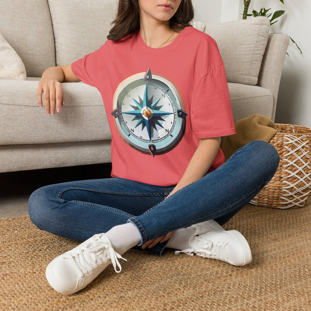 Vintage Compass Tee | Nautical Compass T-Shirt, Adventure Travel Graphic Design Unisex 100 Cotton Gildan T-Shirt