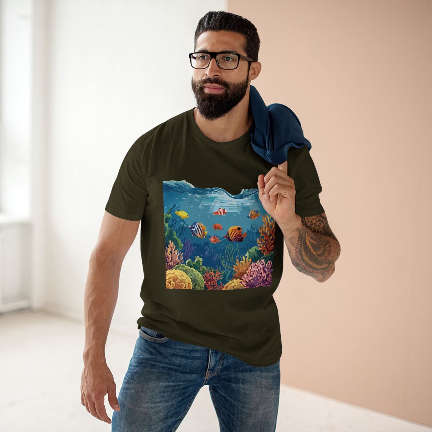 Ocean Pacific OP-25 Unisex Premium Cotton Tee With Original Art Design By Retro2Nova Art Collection