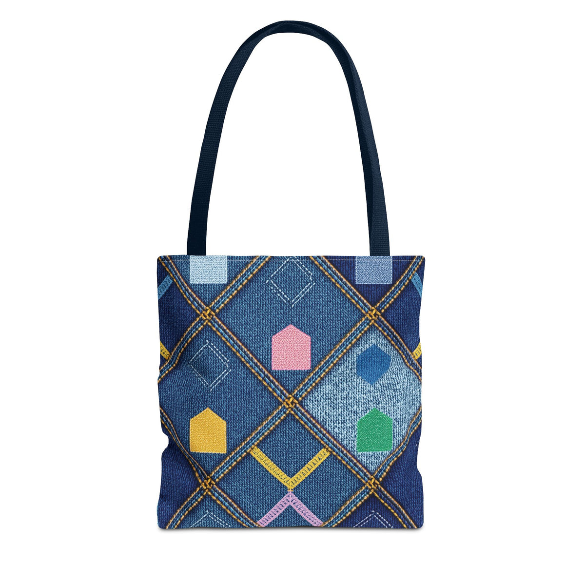 Denim Fabric Imitation Print Unisex Canvas Bag Poly Spun 3 Sizes Tote Bag 189-6