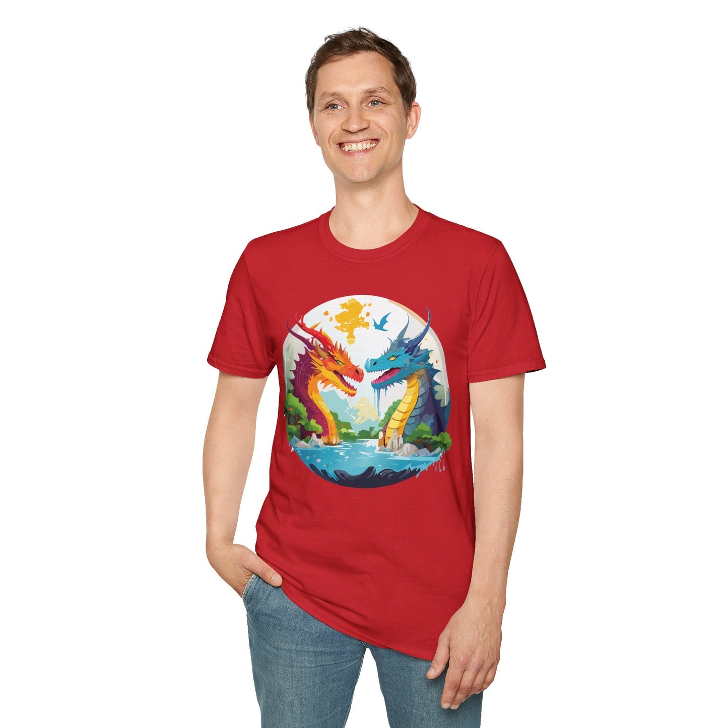 Dragon Graphic Unisex Cotton Softstyle Art Design Tee With Animals 16