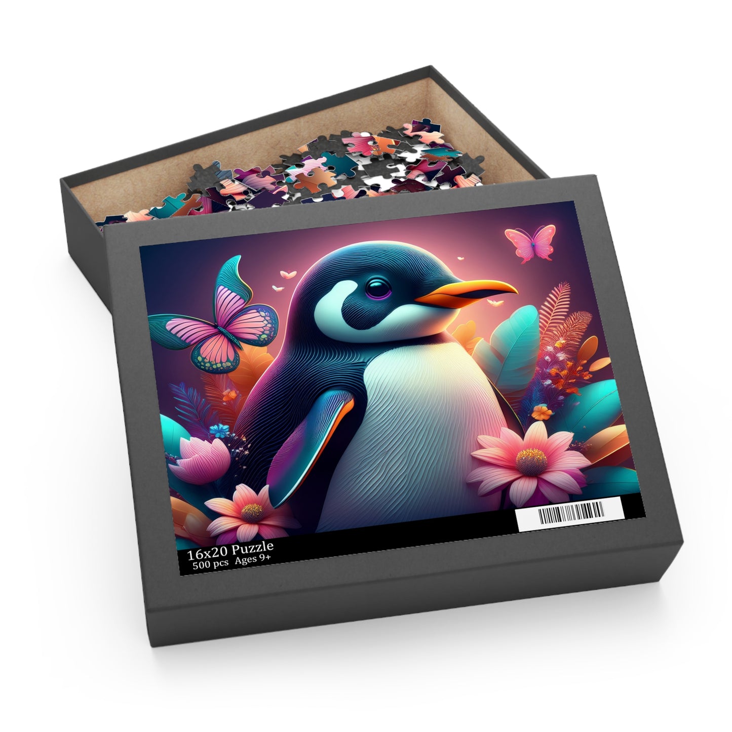 Puzzles-62 Kids Penguin Puzzle 500-Piece  Floral Penguin Puzzle 500-Piece, Animals Kids Puzzles Size: 16" x 20",  Ages 9+