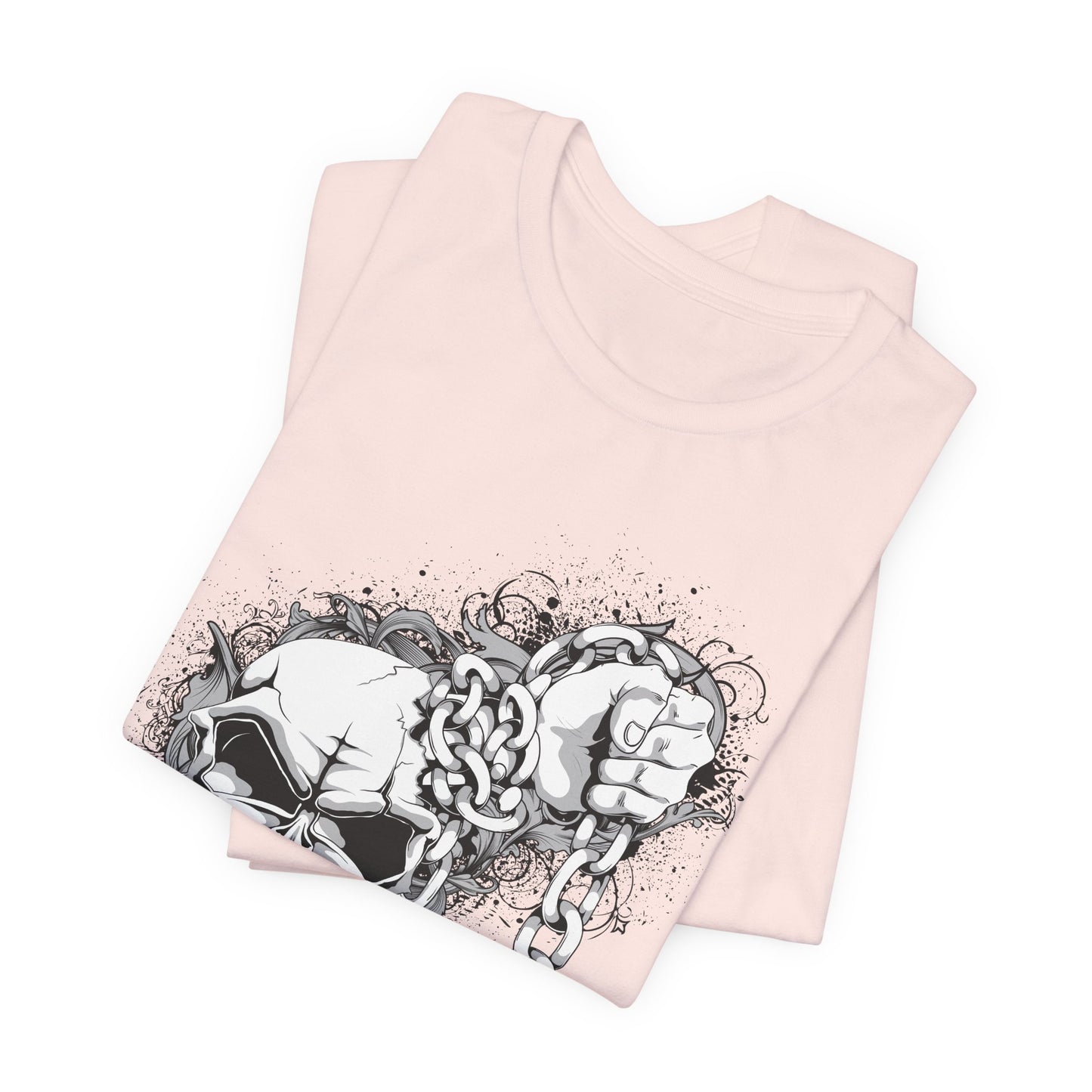 Chain Skull Graphic Design Tee, Skull Shirt, Vintage Tees, Art Design T-Shirt, Vintage Graphic Tee, Art Shirts with Skulls