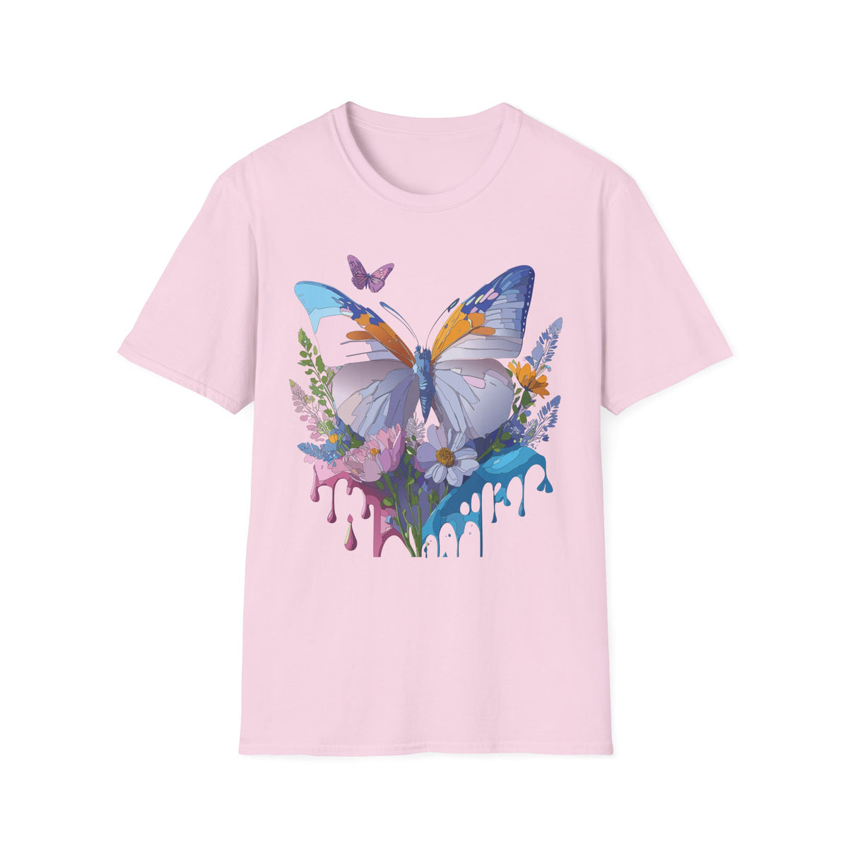 Butterfly Splash T-Shirt — Colorful Floral Drip Graphic Tee Unisex 100 Cotton Gildan T-Shirt