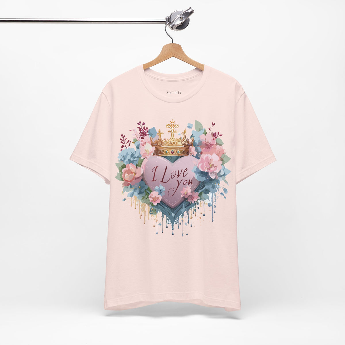 Valentine's Day Graphic Unisex Cotton Bella+Canvas Tee with Floral Art Design d133
