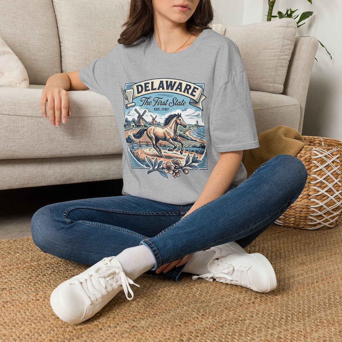 Delaware 'The First State' Scenic Travel Tourist Graphic Tee Unisex 100 Cotton Gildan T-Shirt