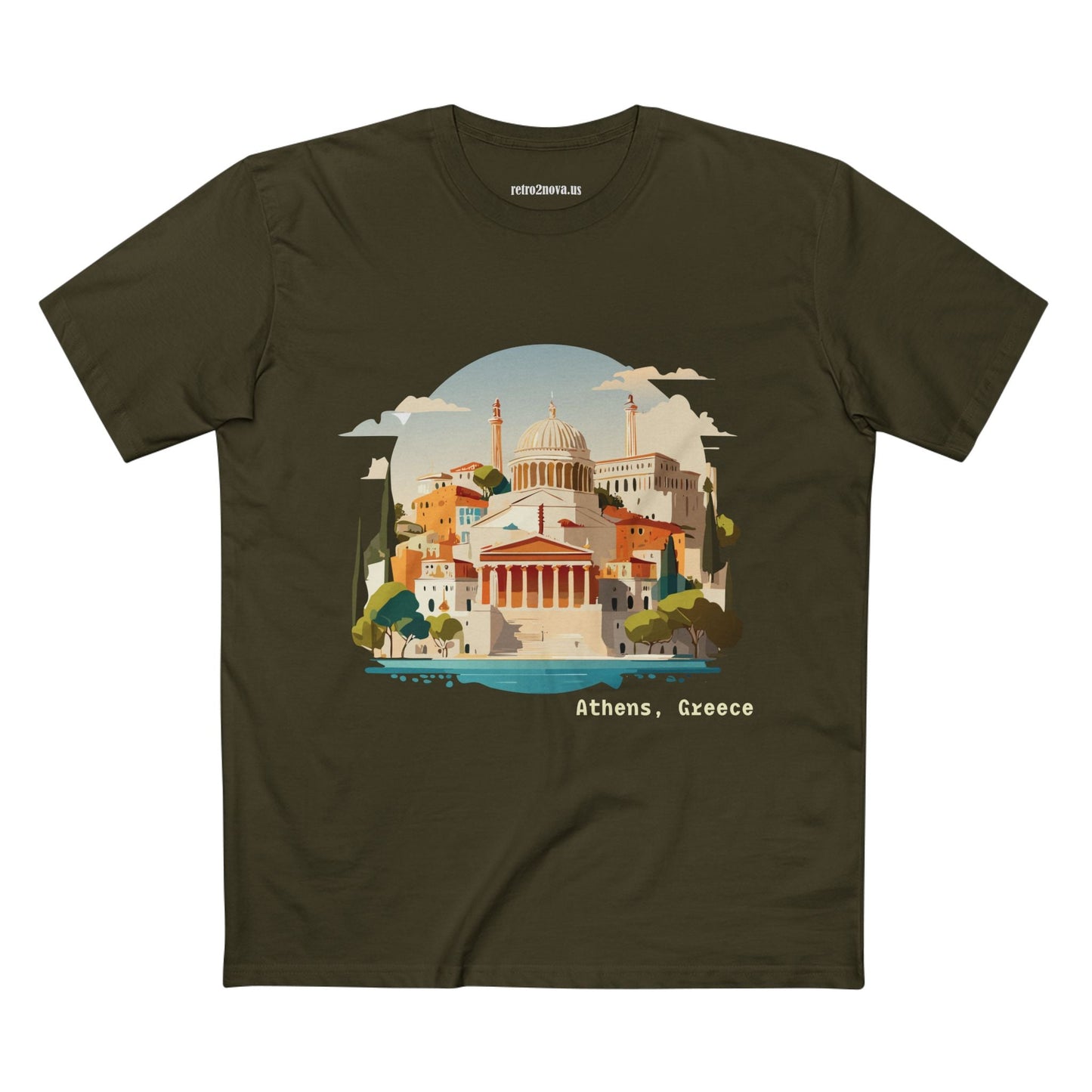 Greece Travel Shirt Unisex Premium Cotton Tee With Original Art Design From Retro2Nova