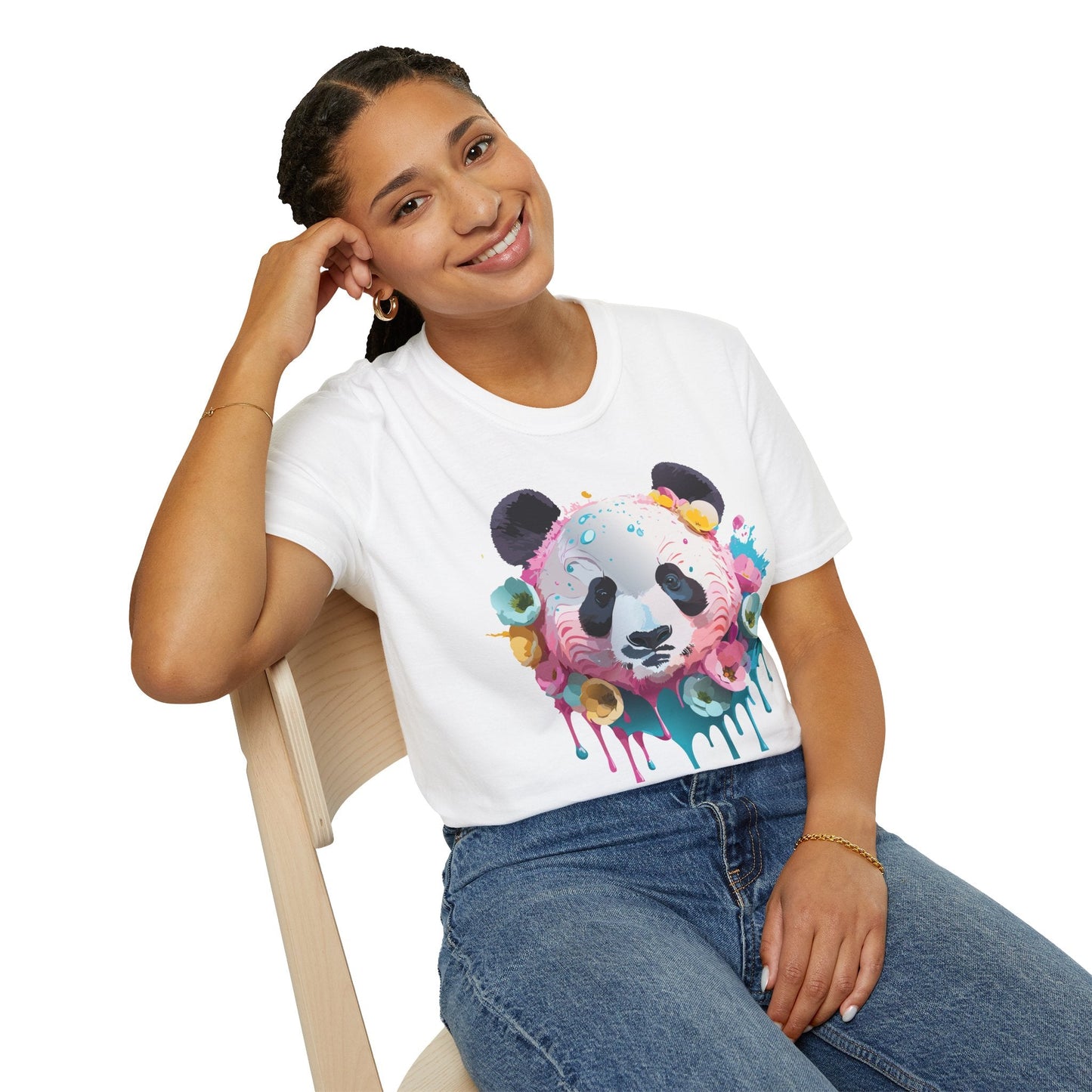 Panda Shirt Unisex T Shirt Graphic Tee Animal Print Gildan Softstyle 64000 100 Percent Cotton