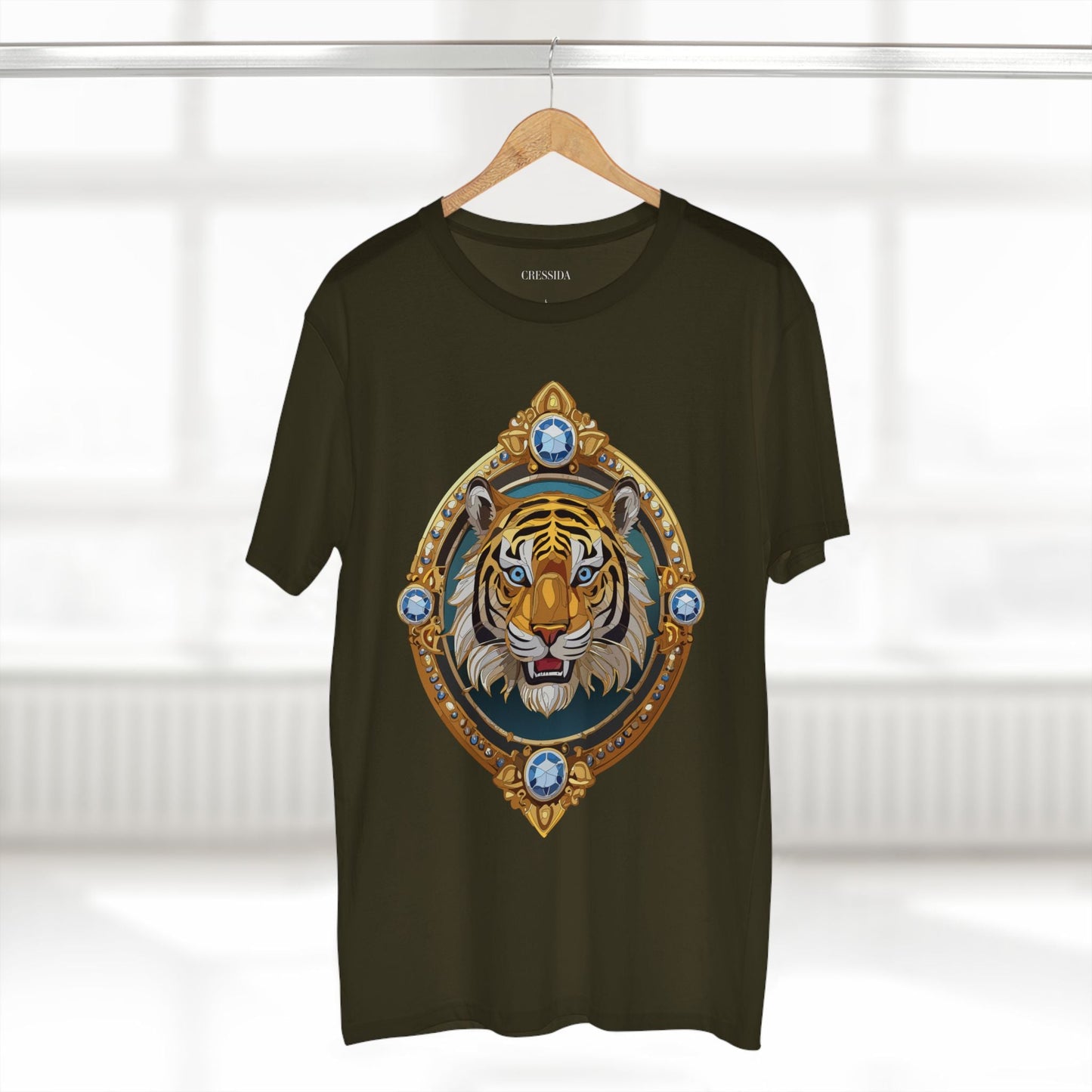 Tiger Graphic Unisex 100 Cotton Tee With Unique Animal Golden Medallion Art Design 6