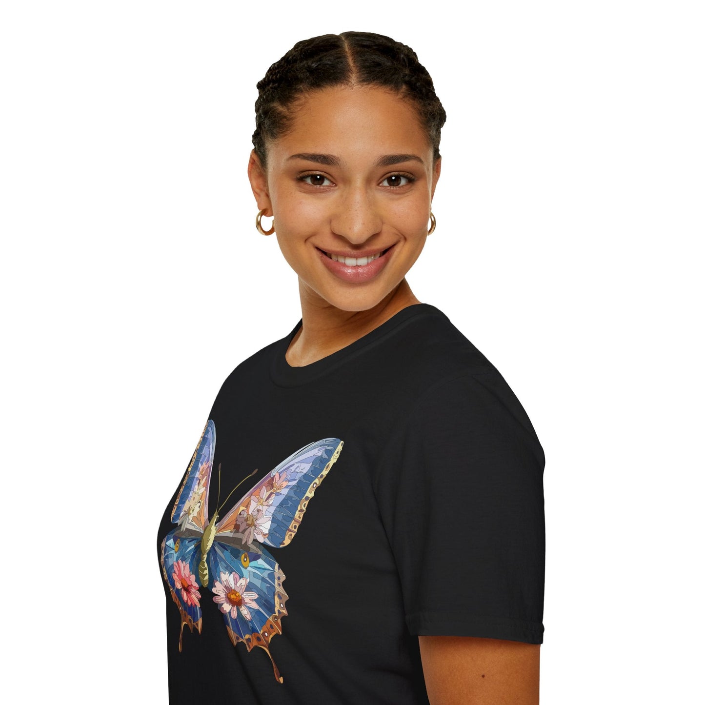 Butterfly T Shirt Unisex Softstyle 64000 Gildan Monarch Design 100 Percent Ring Spun Cotton Tee