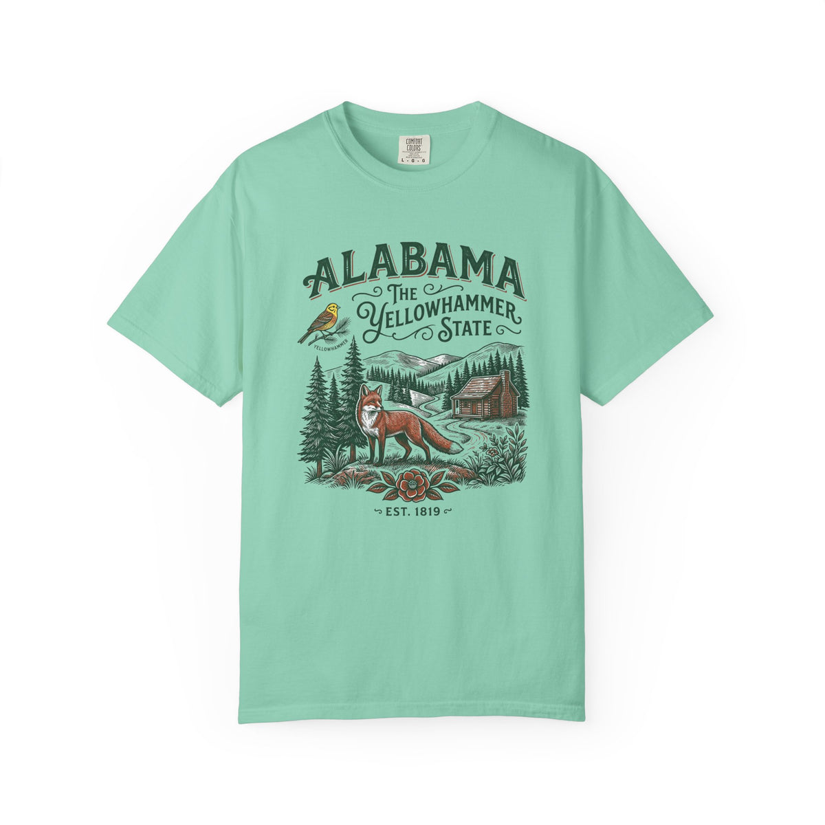 Alabama Graphic Unisex Heavyweight Garment-Dyed Travel Tourist Graphic Gift Tee Unisex 100 Cotton Comfort Colors T-Shirt