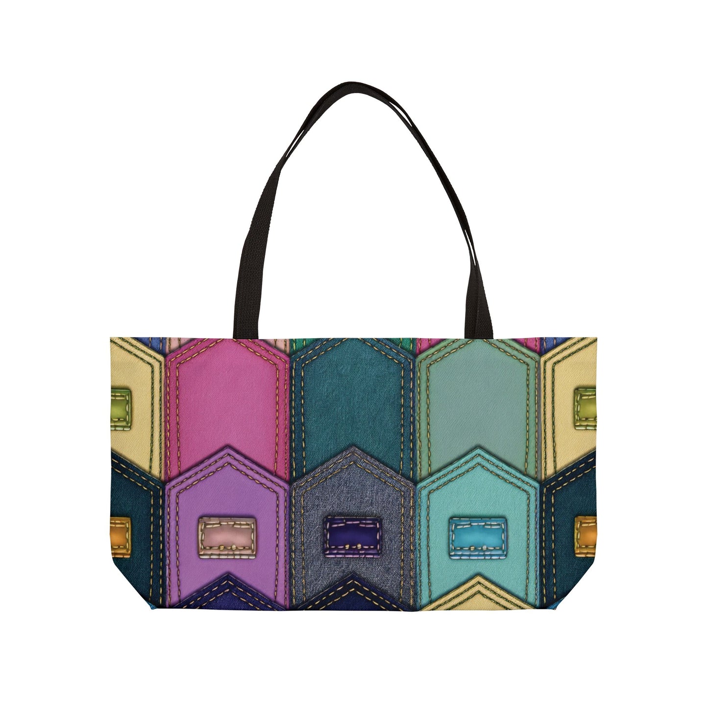 Denim Print Yoga Bag High-Quality 100% Spun Polyester 24x13 Canvas Gym Bag 46