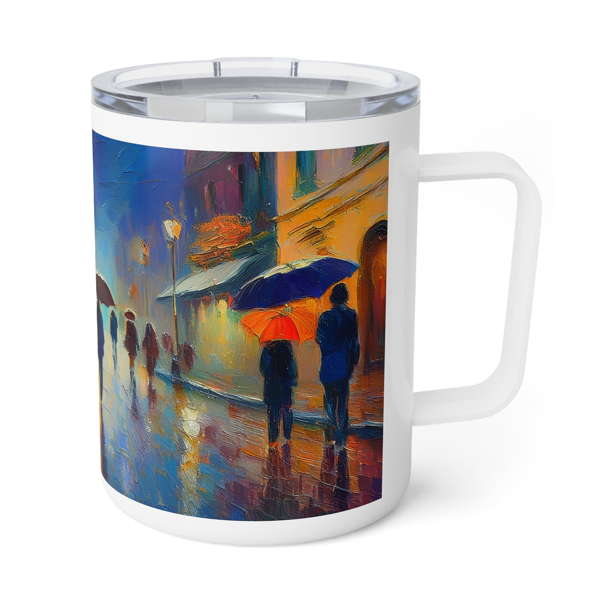 Art Design Insulated Coffee Mug with Clear Lid 10oz Insulated Coffee Mug 10oz