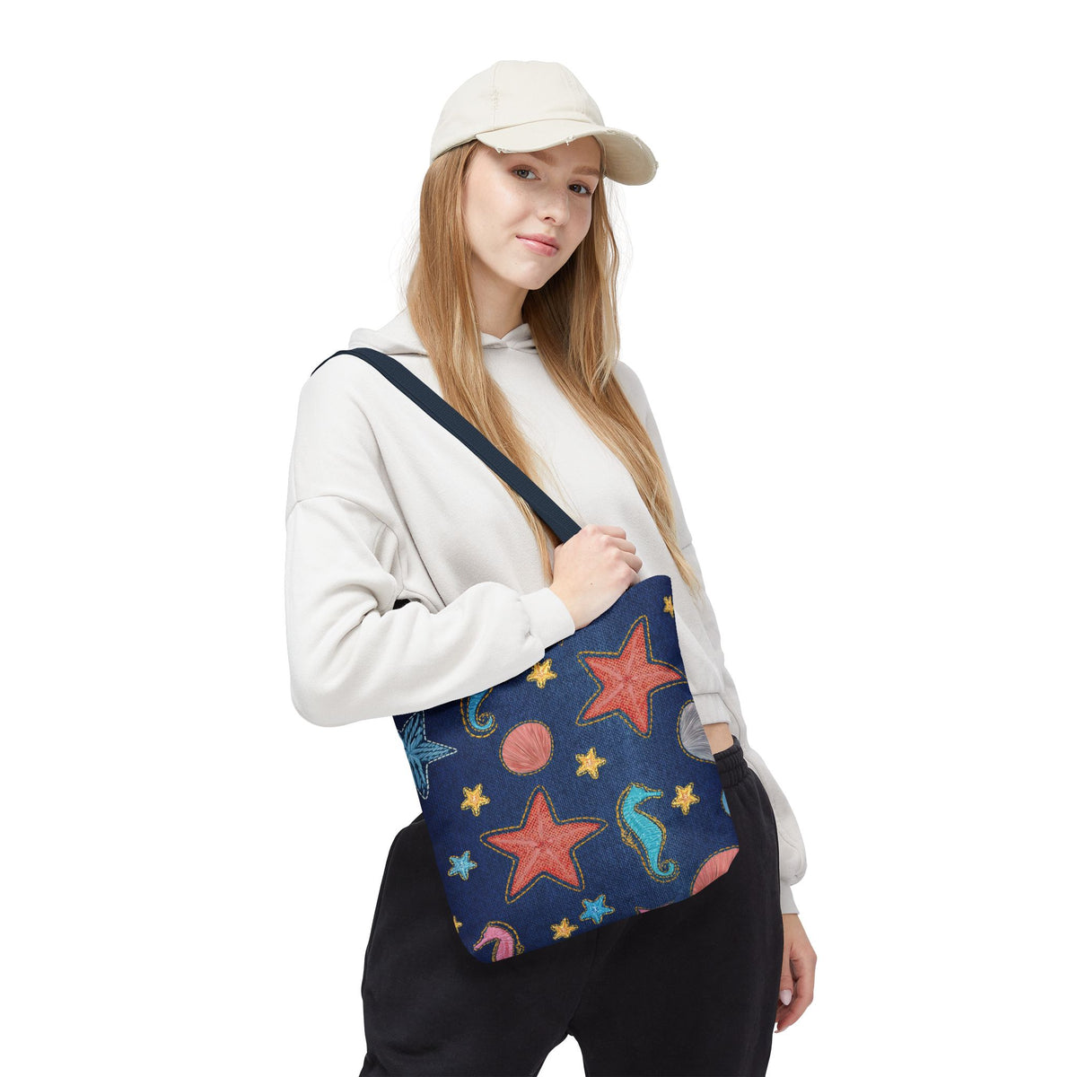 Denim Fabric Imitation Print Unisex Canvas Bag Poly Spun 3 Sizes Tote Bag 182-20