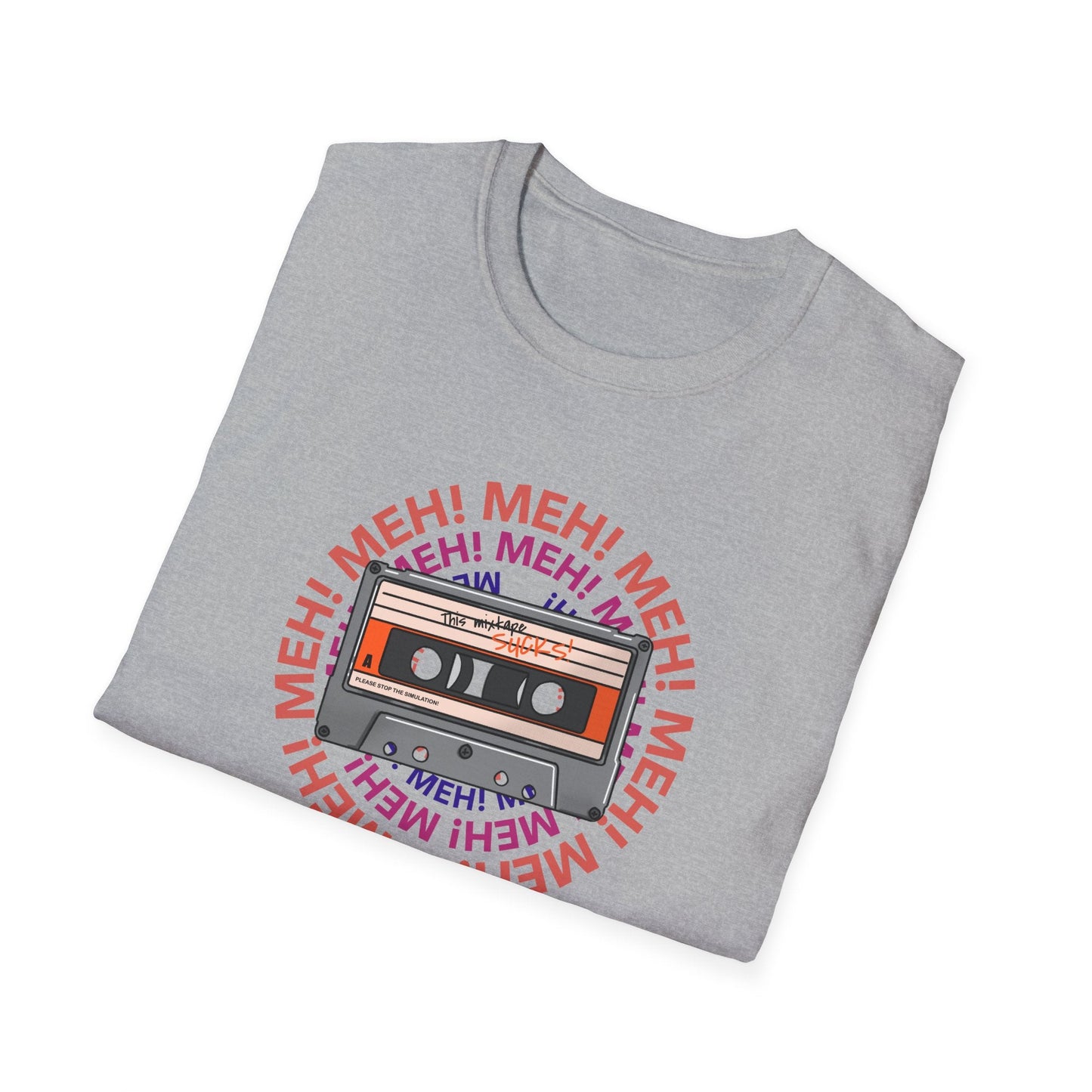 Cassette Tape Meh Graphic T-Shirt Unisex Cotton Retro Funny Music Tee