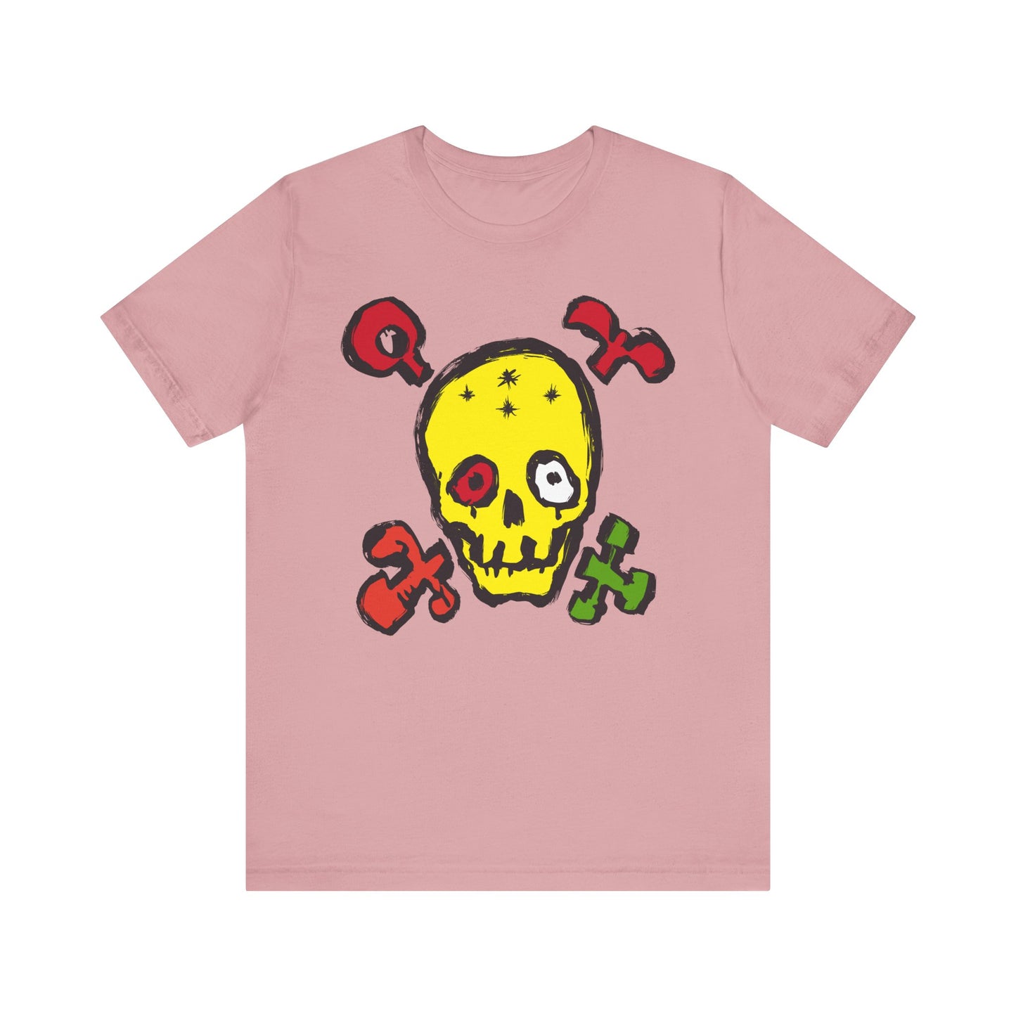 Yellow Skull Graphic Design Tee, Skull Shirt, Vintage Tees, Art Design T-Shirt, Vintage Graphic Tee, Art Shirts with Skulls