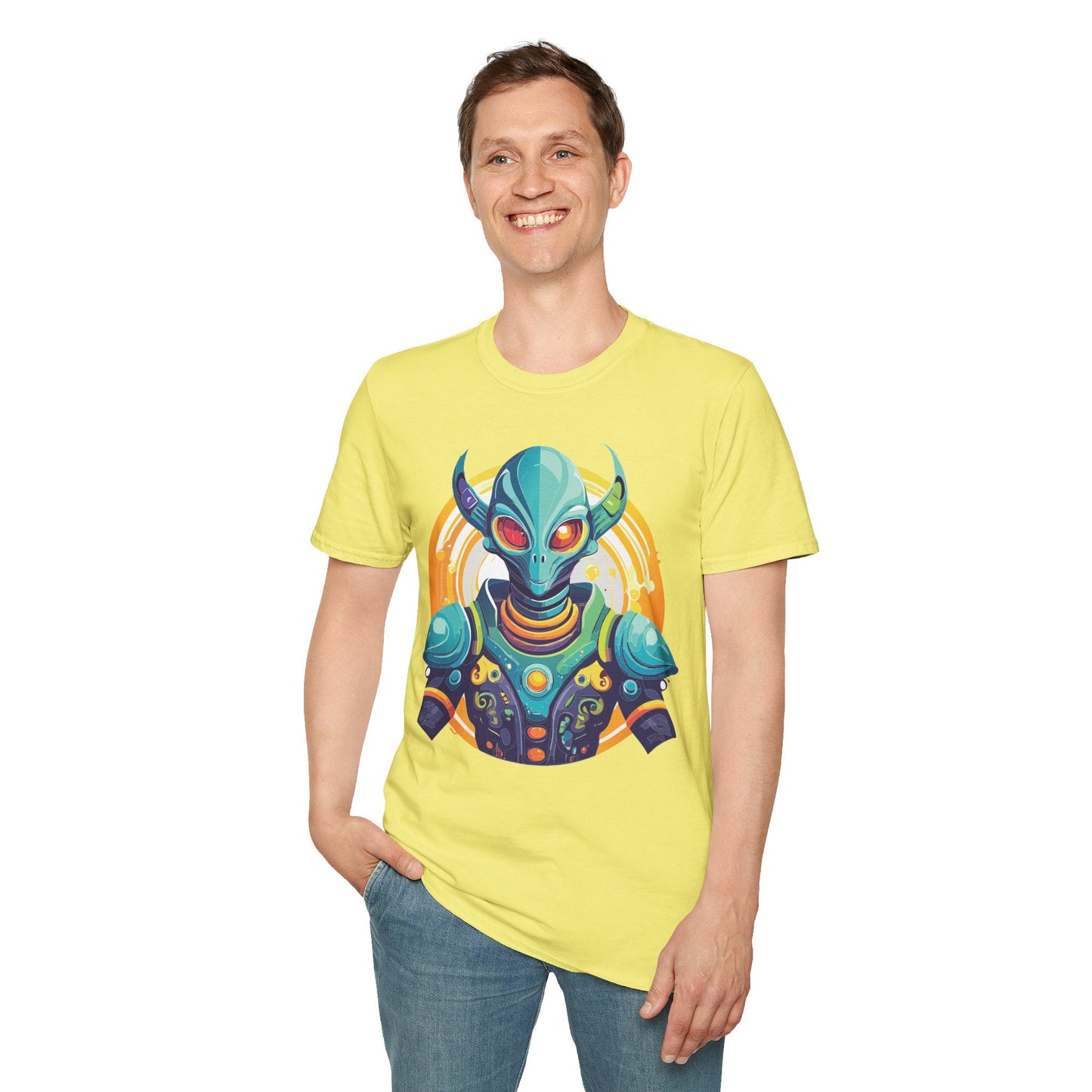 Alien T Shirt Cosmos Design Unisex Softstyle Cotton Tee With Aliens Art Graphic Print