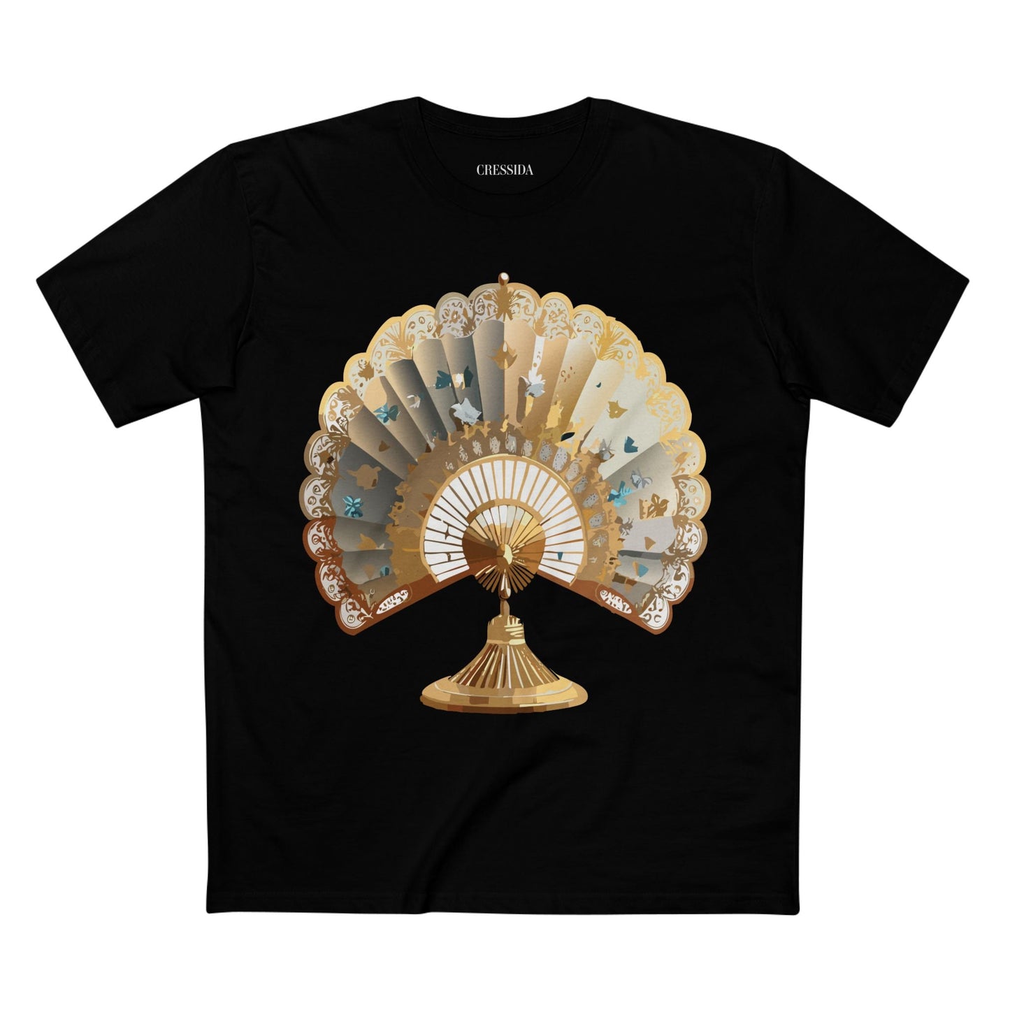 Antique Fan Graphic Design T-Shirt Unisex 100 Cotton Floral Carnival Artwork Tee 22