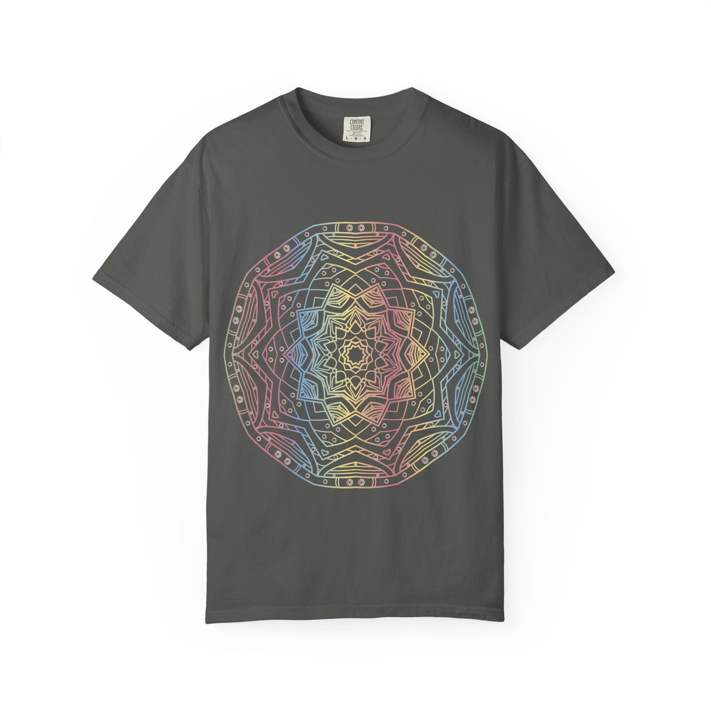 Unisex Garment Dyed Cotton T-Shirt with Mandala Graphic Design
