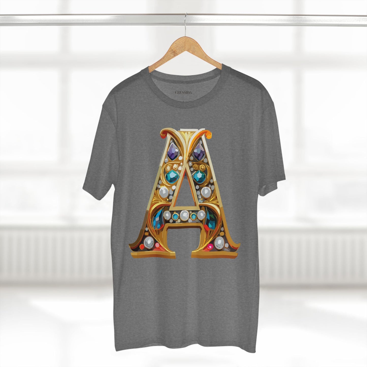 Letter A Graphic Design Tee Unisex 100 Cotton With Antique Gold Letters Artwork T-Shirt