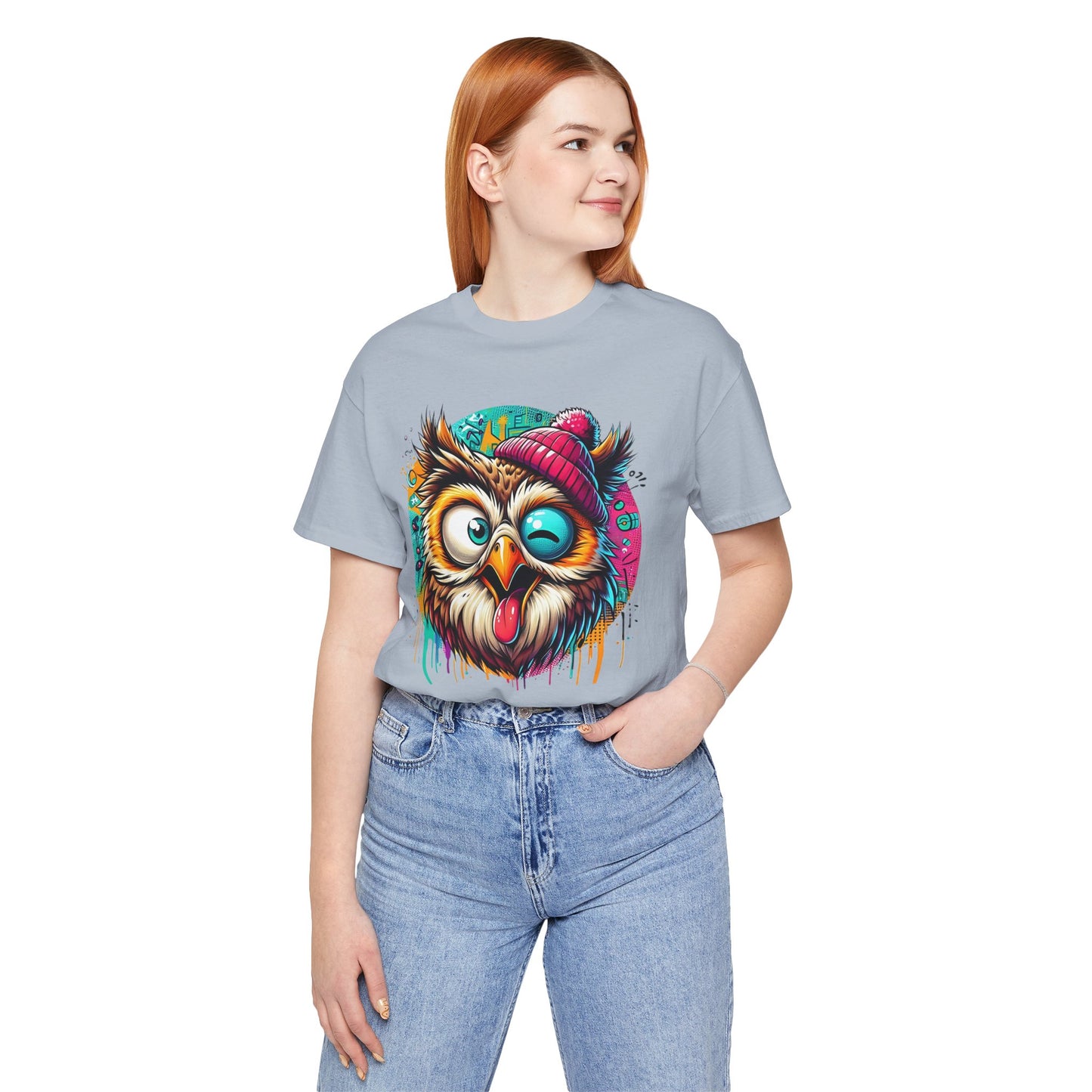 Colorful Owl Graphic Tee, Fun Owl Shirt, Funny Bird Shirt, Cute Cartoon Tees, Animal T-Shirt, Animal Tees, Art Design T-Shirt