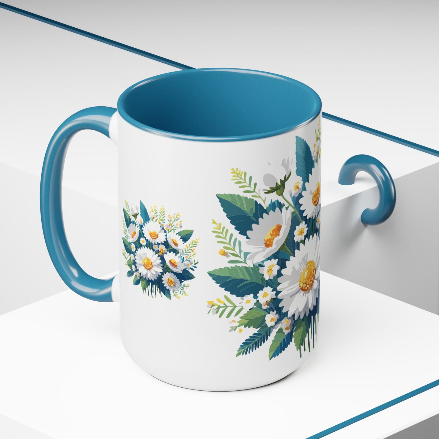 Two-Tone Coffee Mug with flowers