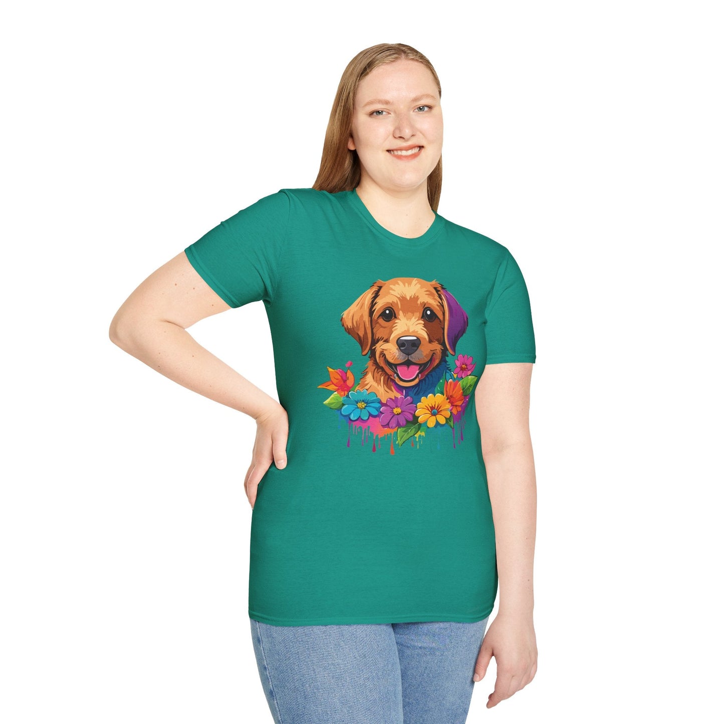 Unisex Dog Shirt With Animals Tee Softstyle Gildan 64000 Comfort Fit