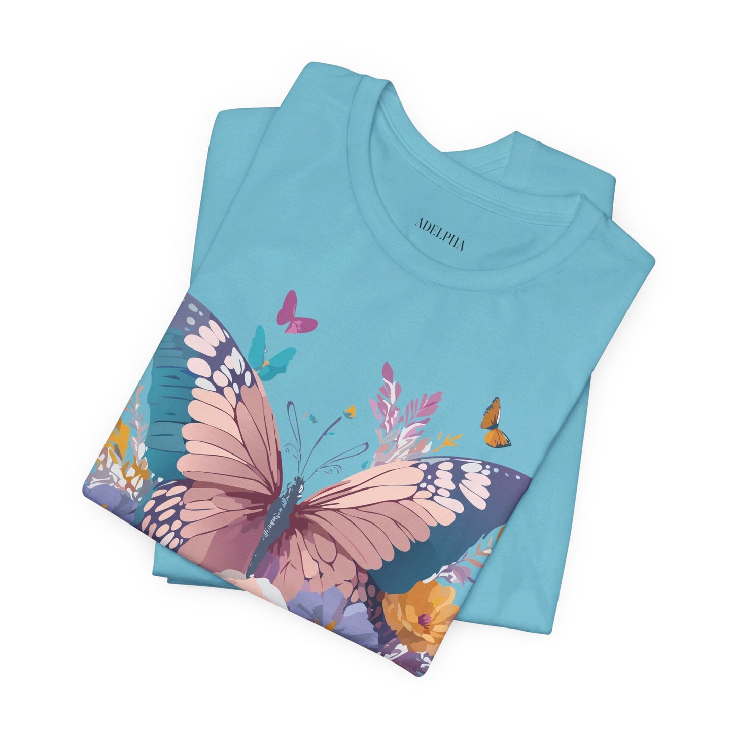 Butterfly Graphic Unisex 100 Cotton Lightweight Vintage Floral Design Jersey Tee 44