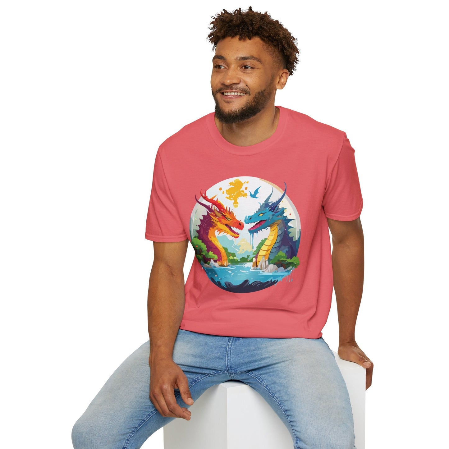 Dragon T Shirt Unisex Gildan Softstyle 64000 100 Percent Cotton Animal Print Tee Artwork