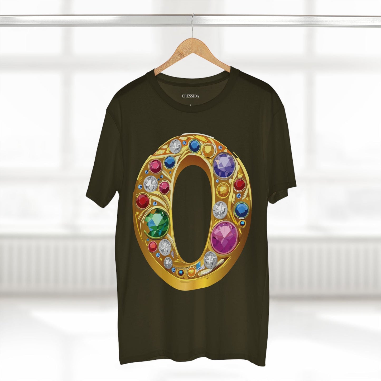 Letter O Graphic Design Tee Unisex 100 Cotton With Antique Gold Letters Artwork T-Shirt