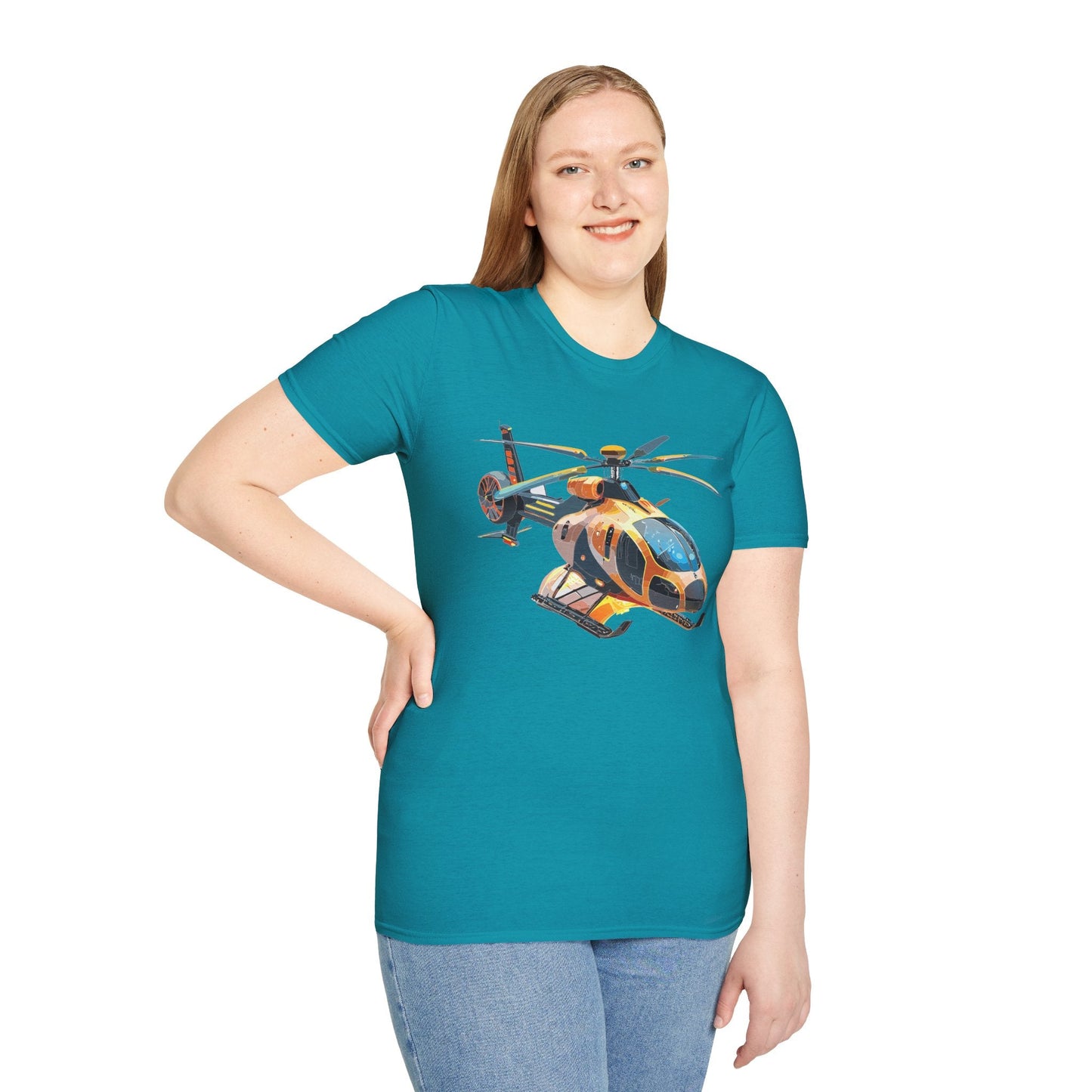 Unisex Helicopter Chopper T Shirt Softstyle 64000 Gildan Durable Lightweight Tee Design