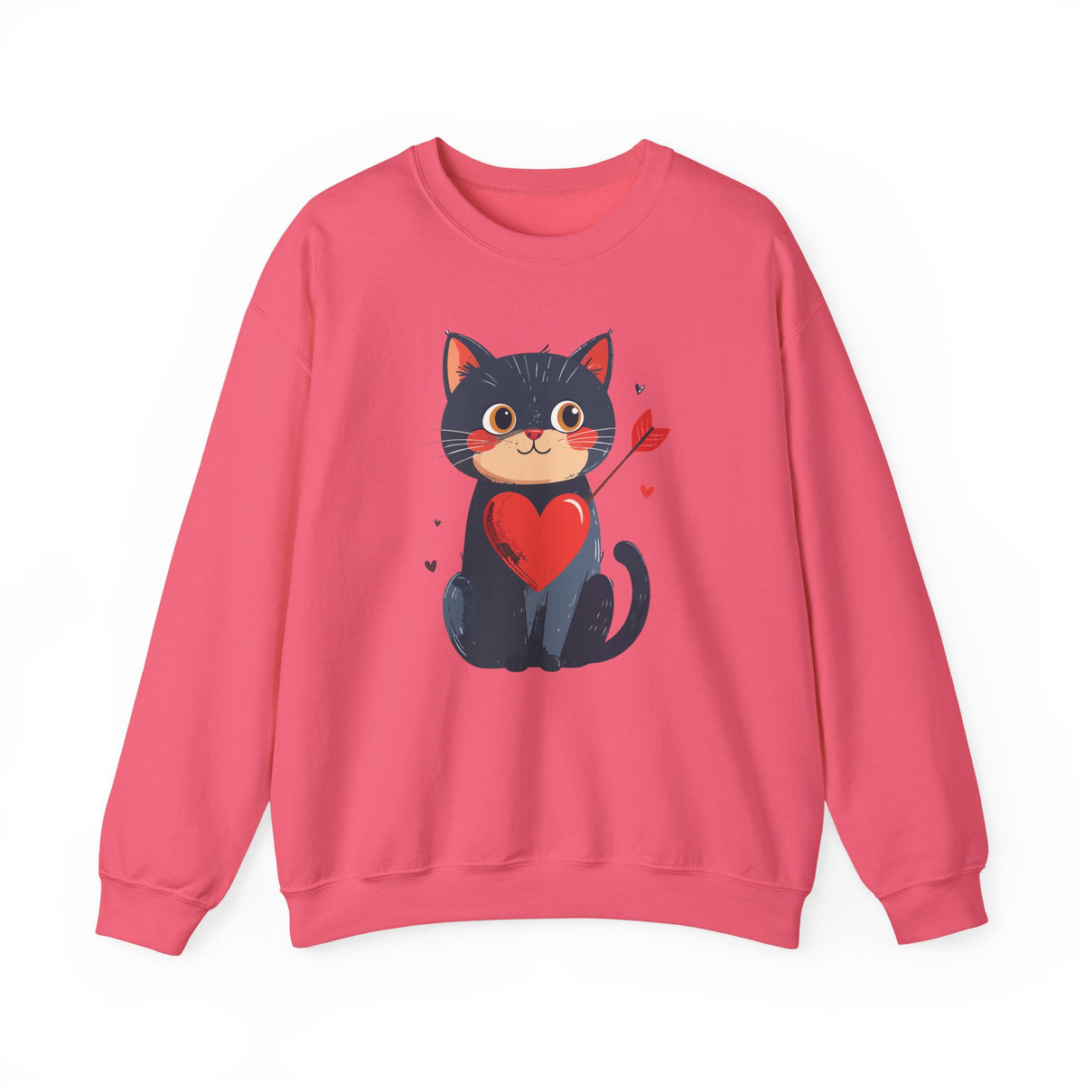 Cat Heart Sweatshirt, Heart Sweatshirt, Cat Sweatshirt, Valentine's Day Sweatshirt, 50/50 Cotton-Poly Animal Sweatshirt 108
