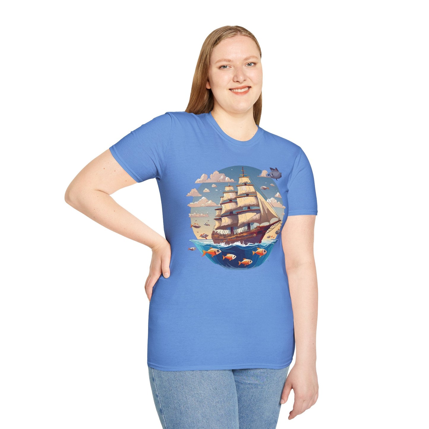 Nautical Ship Frigate Vessel T Shirt Unisex Premium Softstyle Cotton Tee Gildan 64000