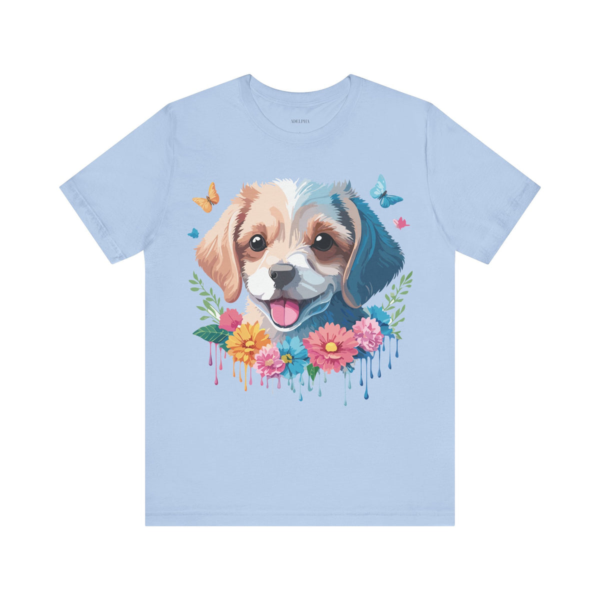 Dog Graphic Unisex Cotton Bella+Canvas Tee with Art Animal Design e118