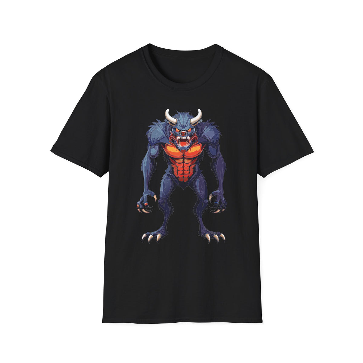 Werewolf Monster T-Shirt — Fierce Halloween Creature Cartoon Graphic Tee Unisex 100 Cotton Gildan T-Shirt