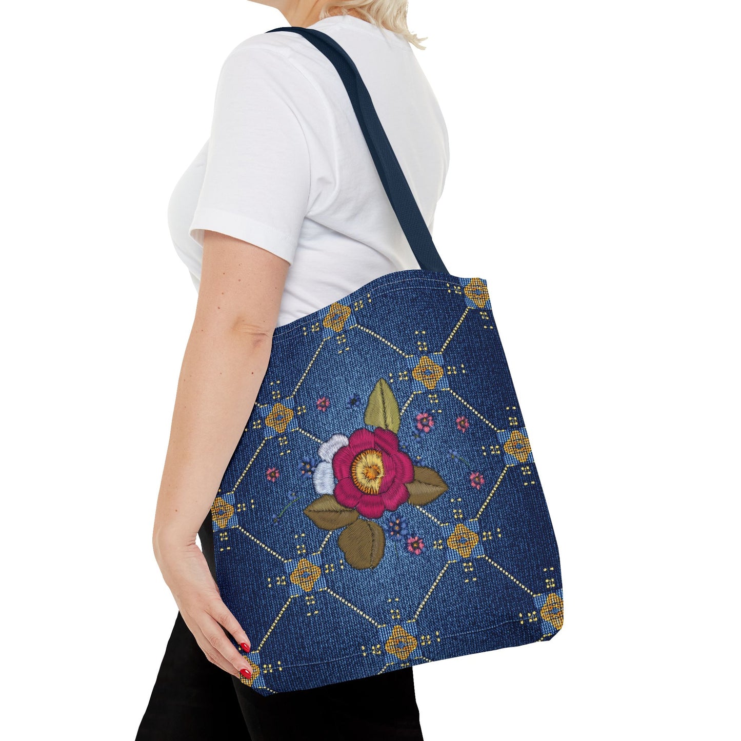 Denim Fabric Imitation Print Unisex Canvas Bag Poly Spun 3 Sizes Tote Bag 160
