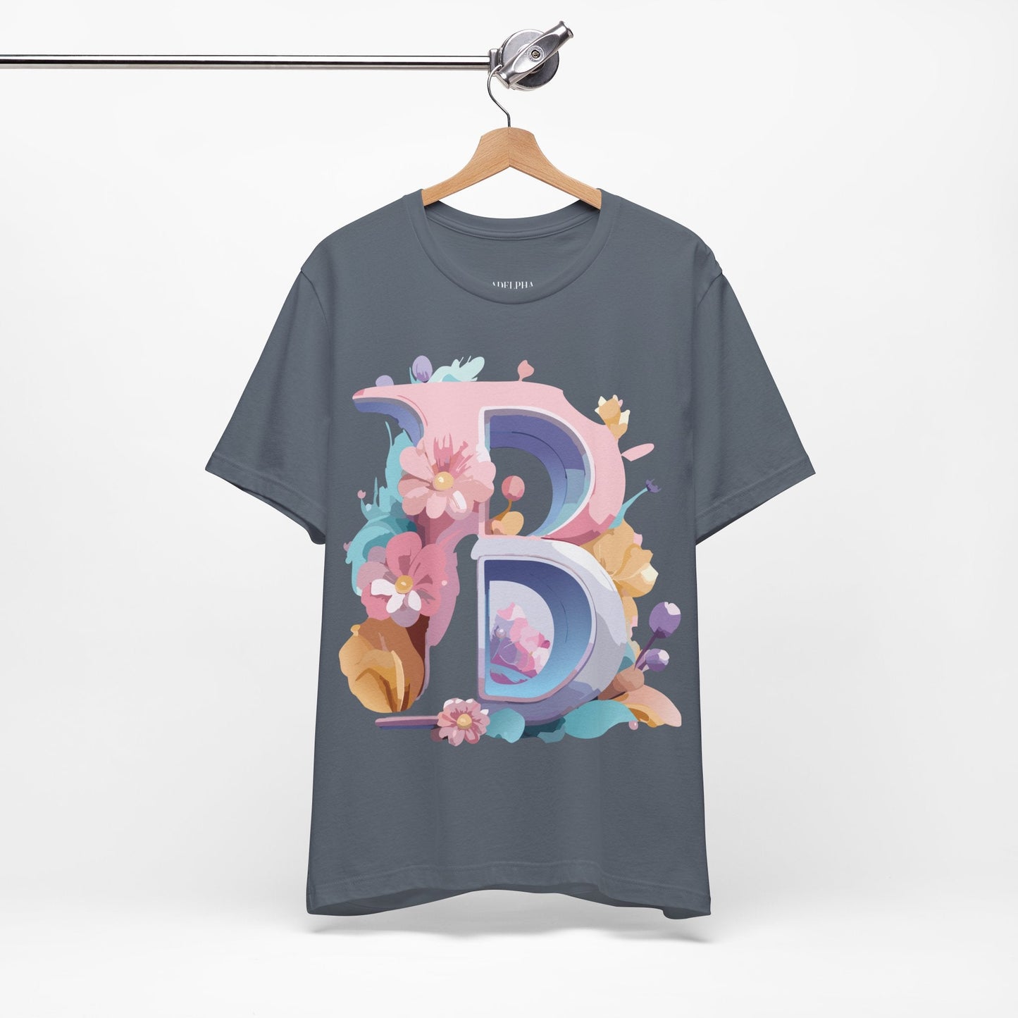 Letter B Shirt Graphic Tee Unisex Vintage Inspired Artwork Adelpha Art Design Short Sleeve