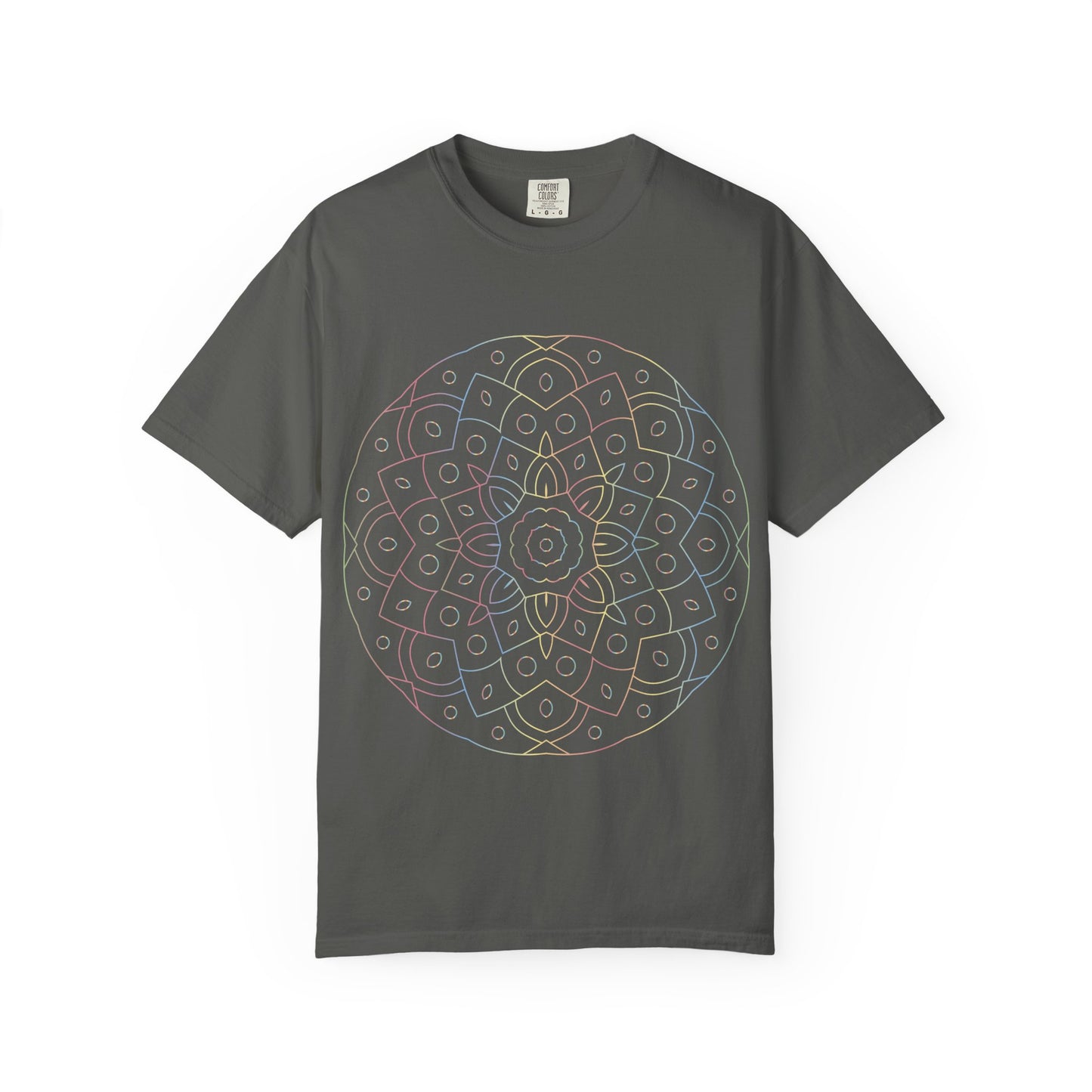 Unisex Garment Dyed Cotton T-Shirt with Mandala Graphic Design