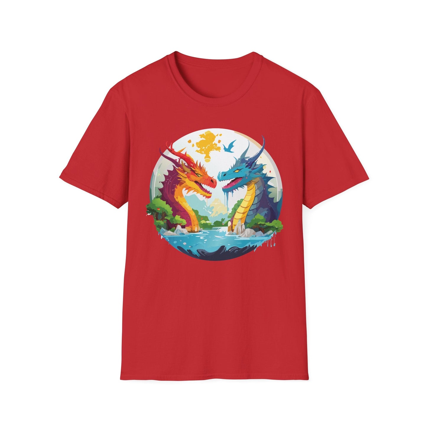 Dragon T Shirt Unisex Gildan Softstyle 64000 100 Percent Cotton Animal Print Tee Artwork
