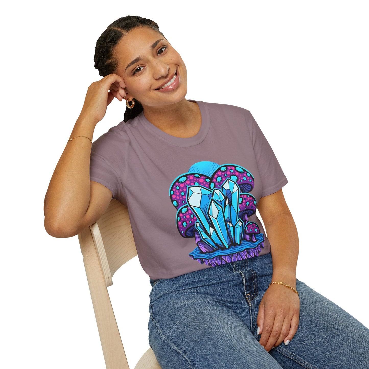Funny Mashroom Graphic Unisex Softstyle Cotton With Cartoon Illustration Design 21