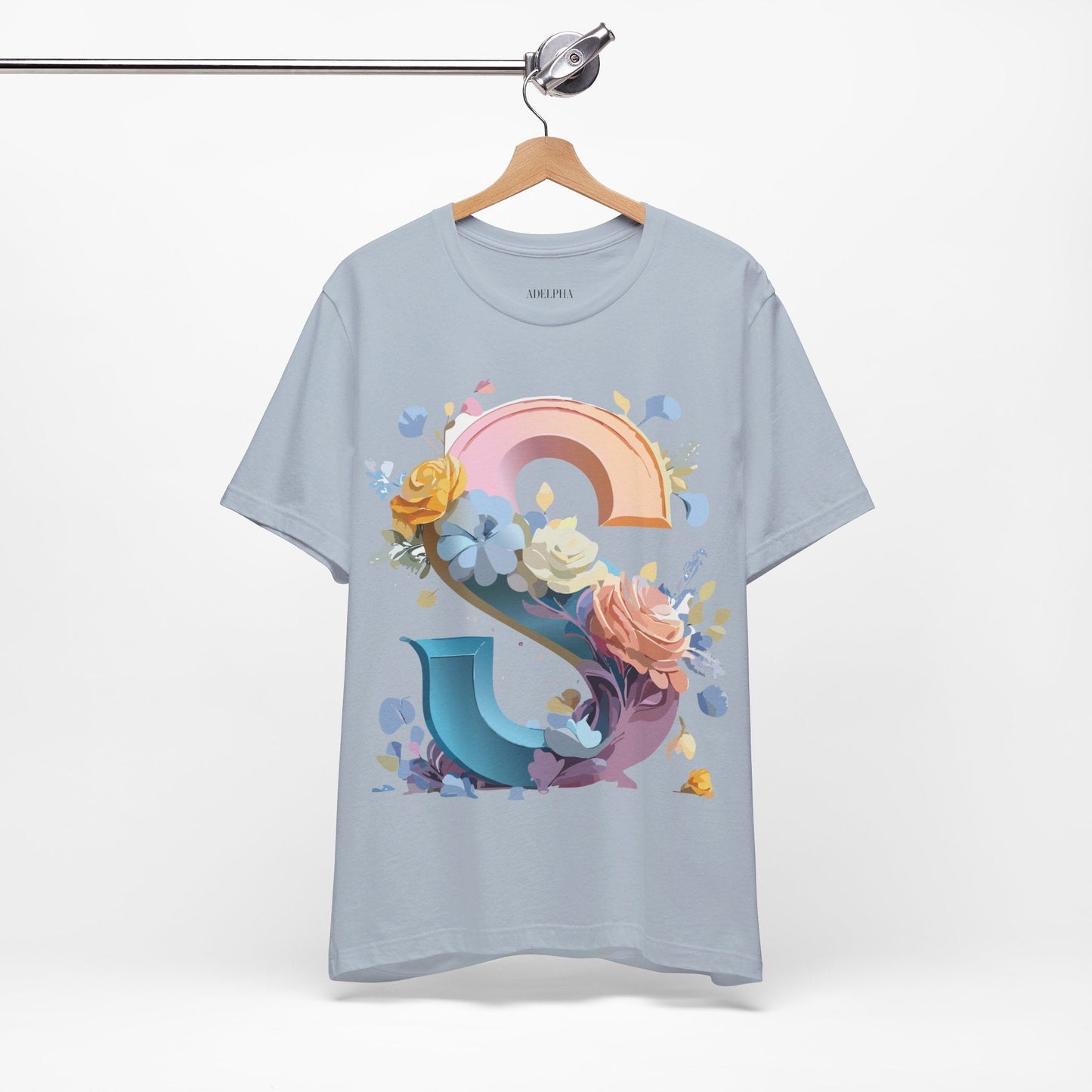 Letter S Graphic Tee Unisex Short Sleeve Shirt Adelpha Vintage Inspired Art Design