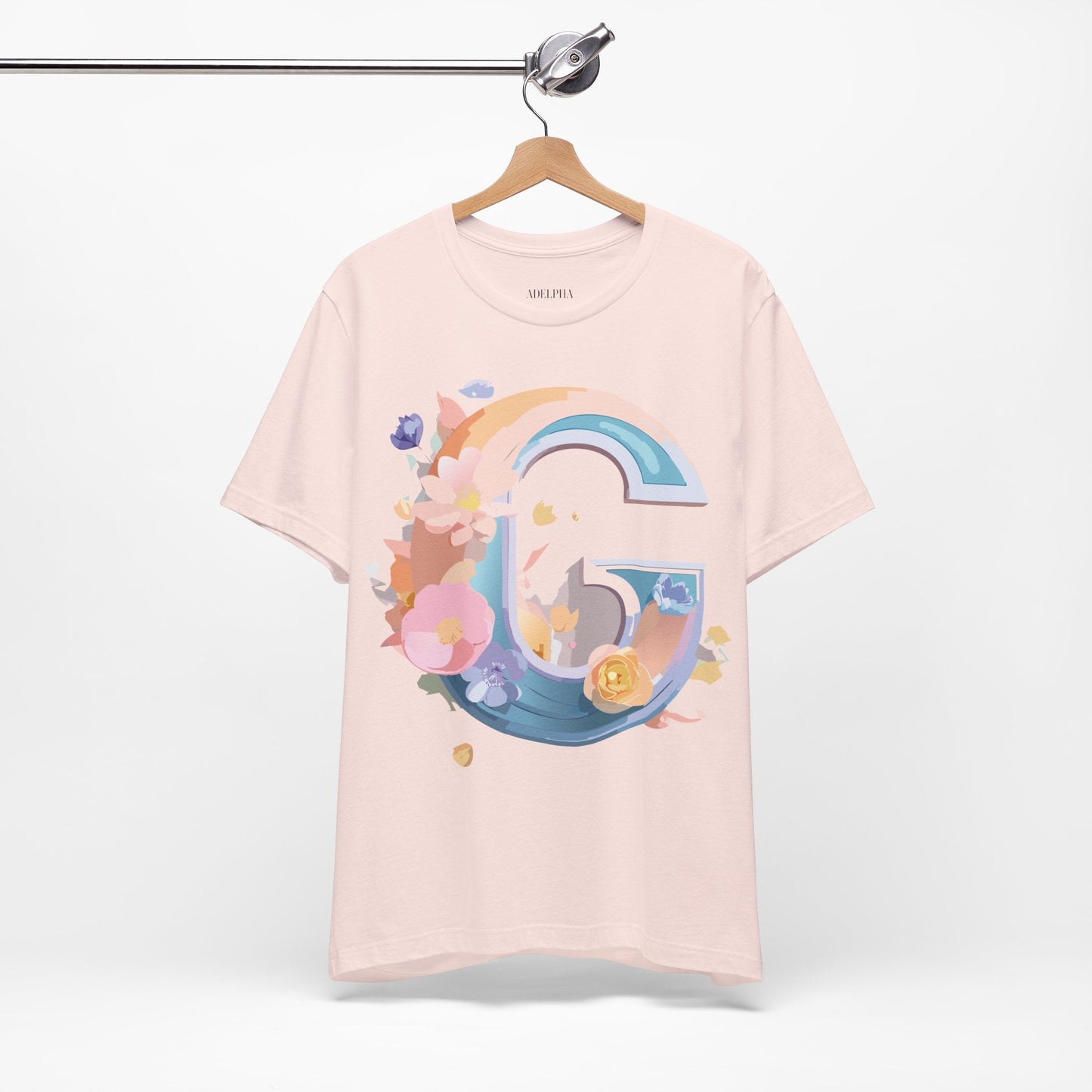 Letter G Graphic Tee Unisex Short Sleeve T Shirt by Adelpha Vintage Inspired Artwork