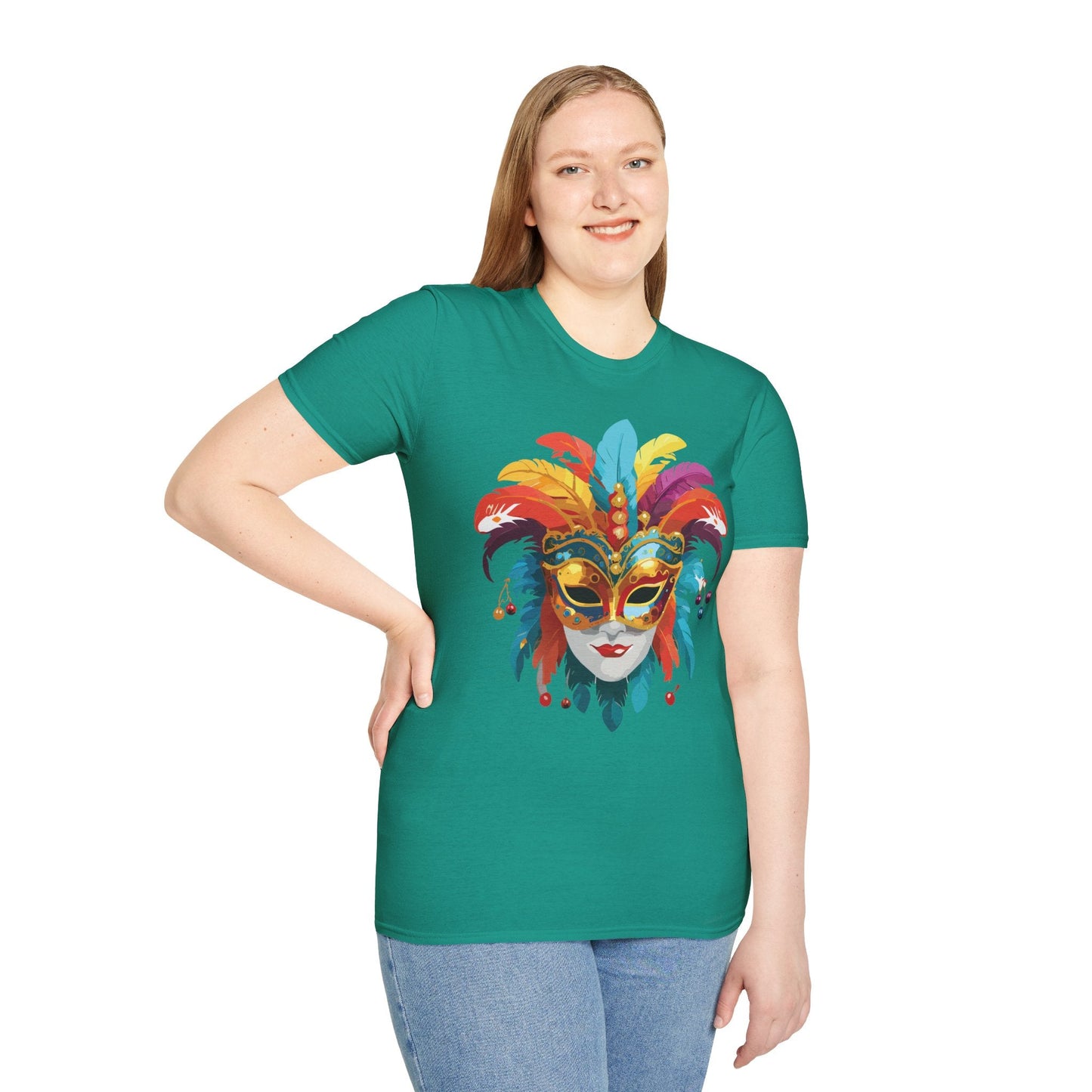Mask Tee Shirt Unisex Masquerade Art Design Gildan Softstyle 64000 Short Sleeve Tee