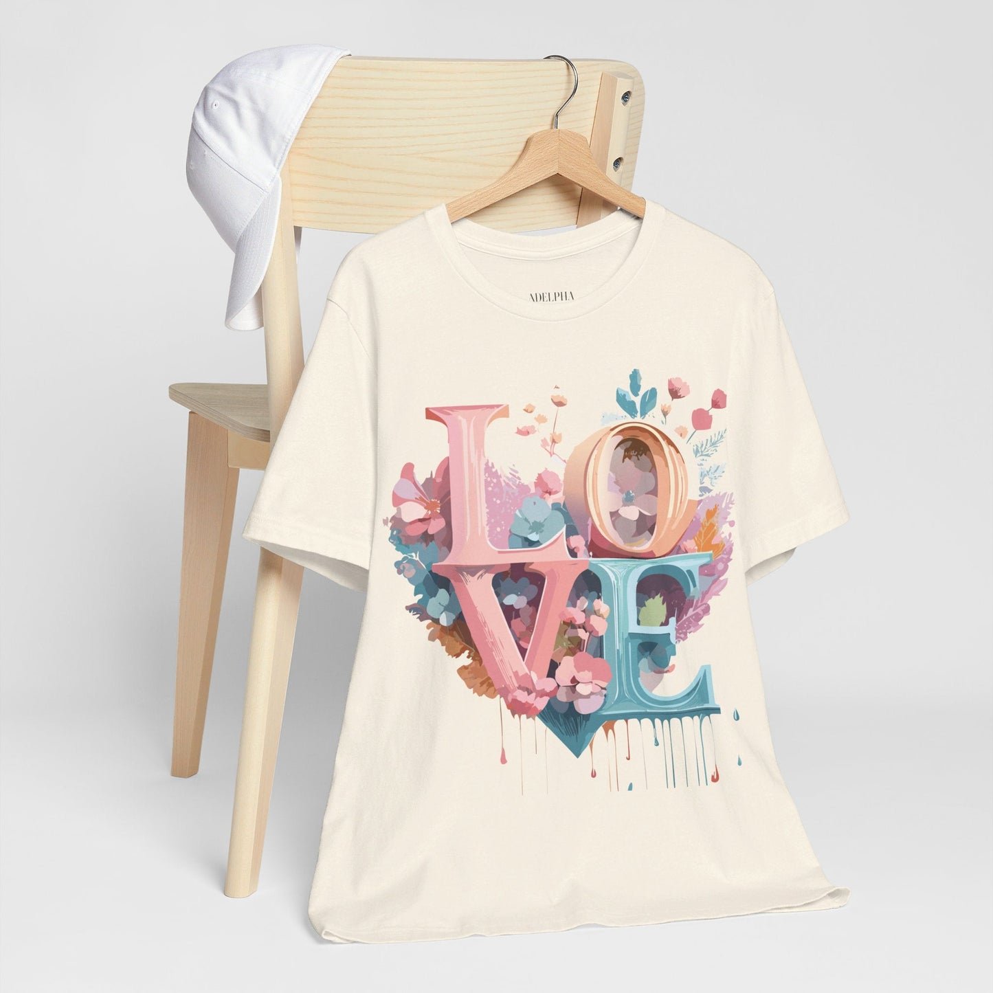 Valentine Day Graphic Unisex 100 Cotton Vintage Artwork with Love and Flower Design Tee 53